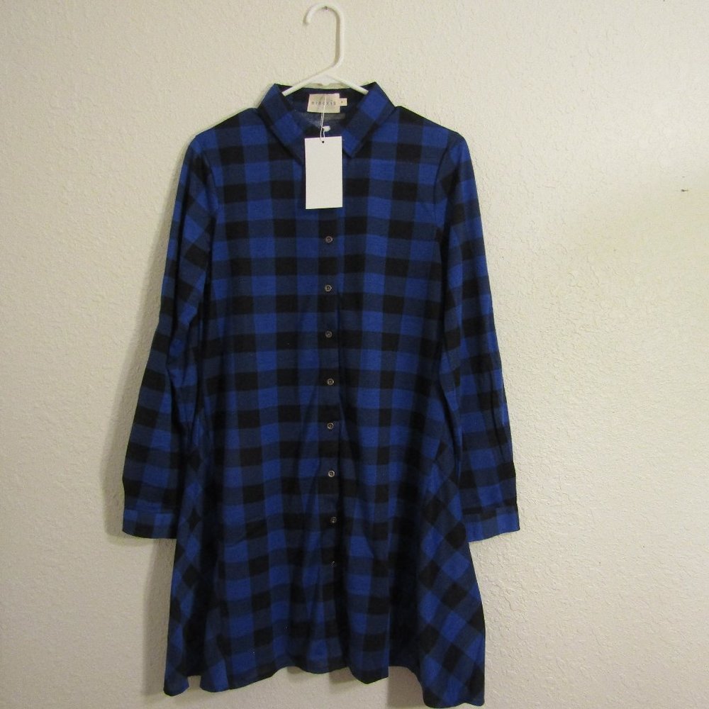 Handkerchief Hem Plaid Shirt Dress